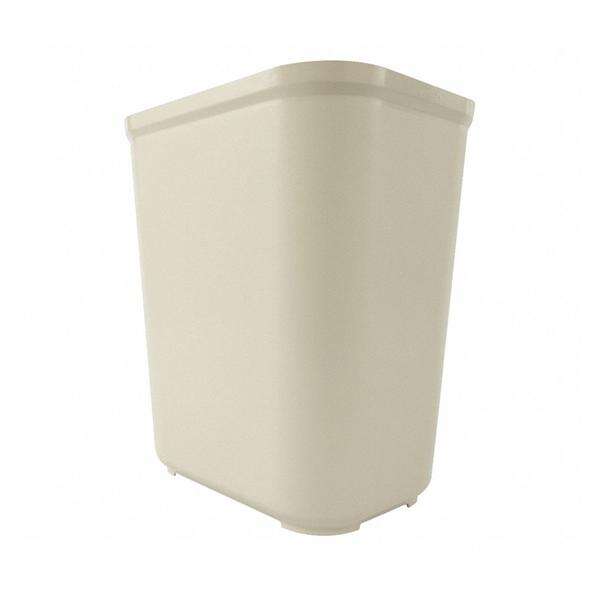 Can Trash Resin/Textured Finish 7gal No Lid Beige Rectangle 6/Ca
